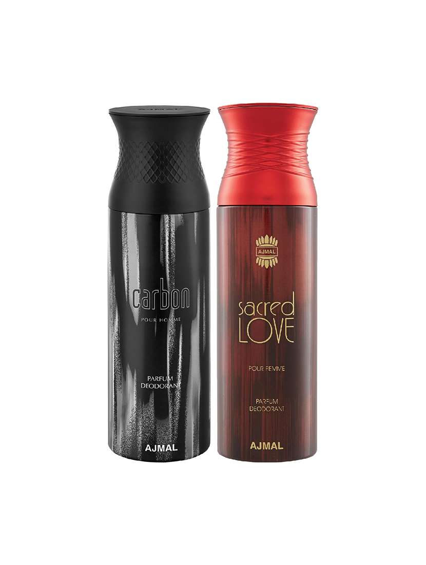 ajmal carbon homme & sacredlove deodorant spray - for men & women (200 ml, pack of 2)