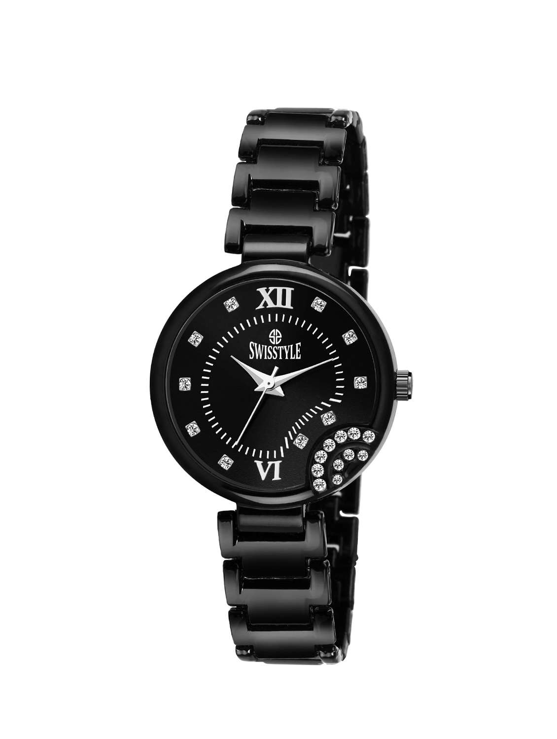 swisstyle black dial analog women's watch-ss-lr312-blk-blk-ch