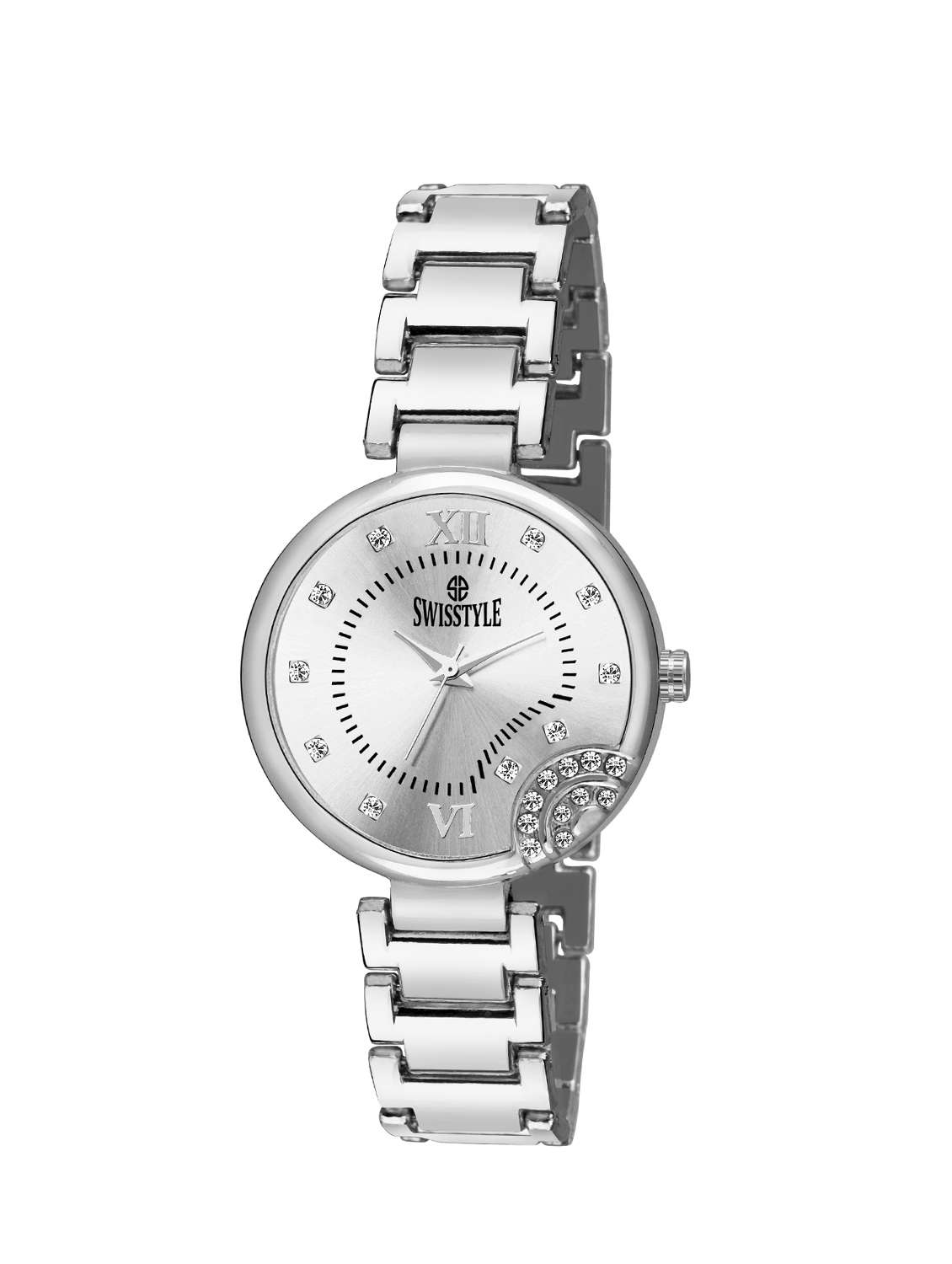 swisstyle white dial analog women's watch-ss-lr312-wht-slv-ch