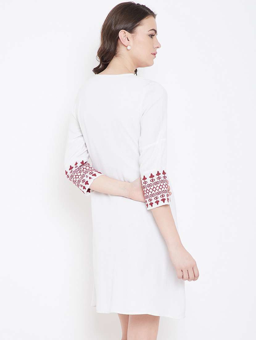 tie knot embroidered a-line dress  - 16792364 -  Standard Image - 3