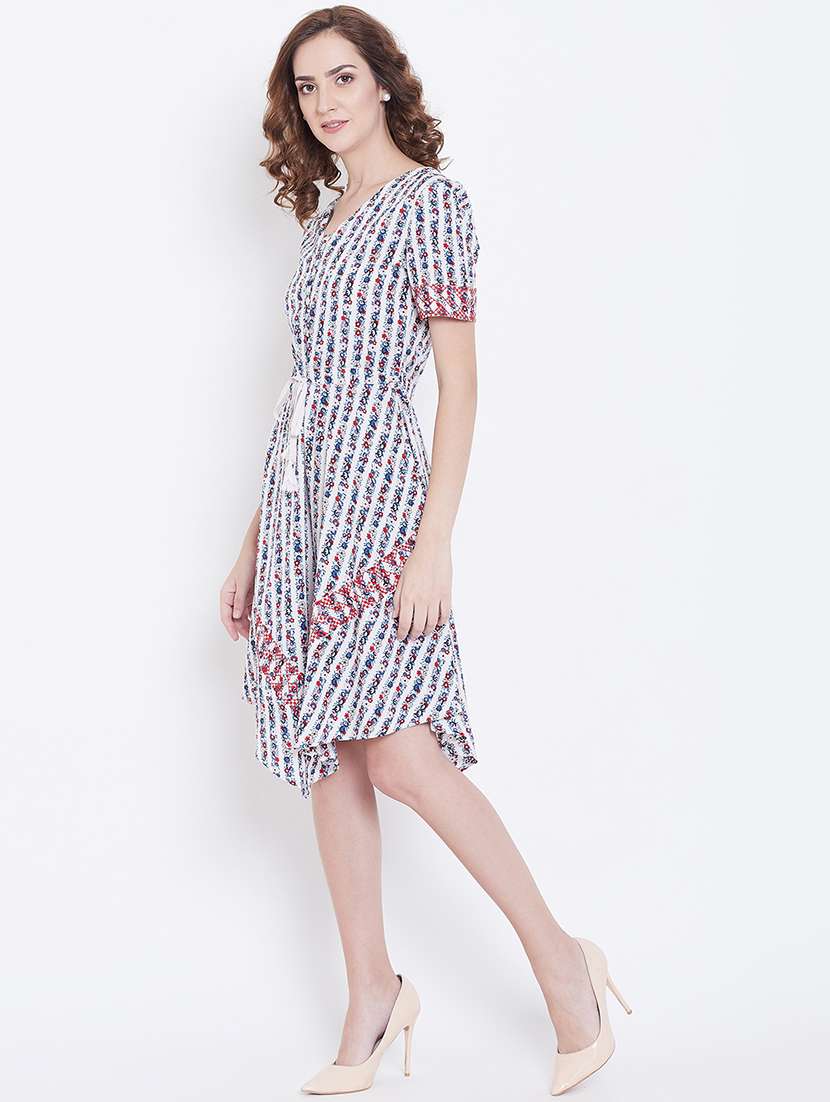 tie front floral asymmetric dress  - 16792381 -  Standard Image - 3