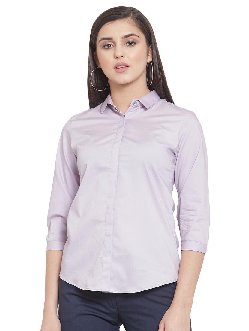 concealed placket solid shirt - 16793288 - Zoom Image - 0