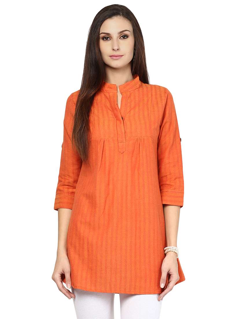 orange cotton aline kurti