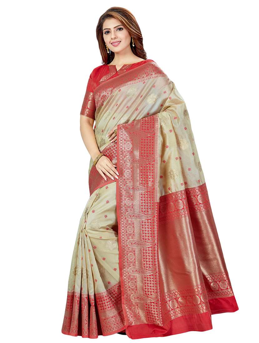 self design banarasi saree with blouse