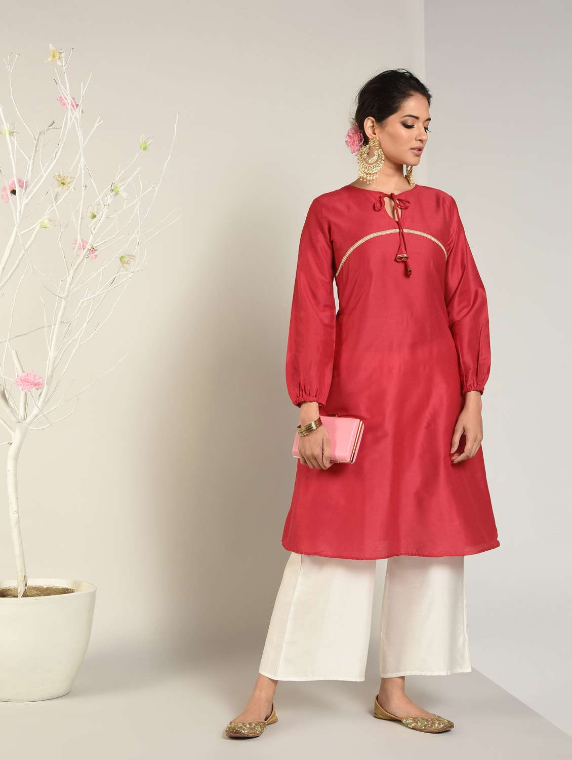 solid a-line kurta - 16797523 -  Standard Image - 3