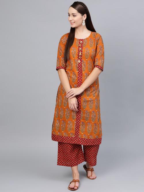 floral kurta palazzo set - 16797655 - Standard Image - 0