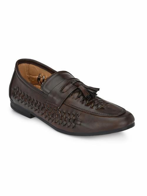 brown leatherette tassel slipons - 16798448 -  Standard Image - 0