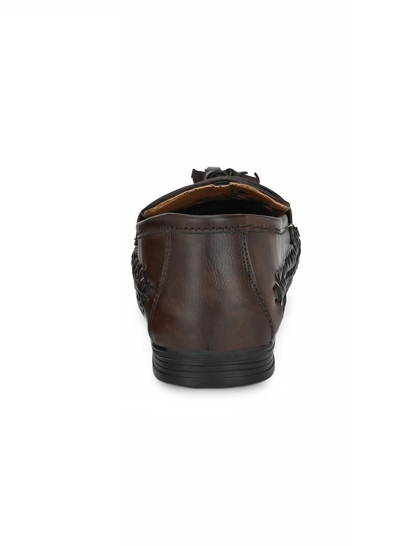 brown leatherette tassel slipons - 16798448 - Standard Image - 3