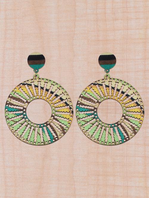 multi colored wood drop earring - 16800374 - Standard Image - 0