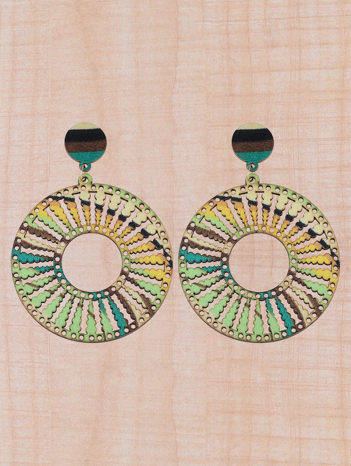 multi colored wood drop earring - 16800374 - Zoom Image - 0