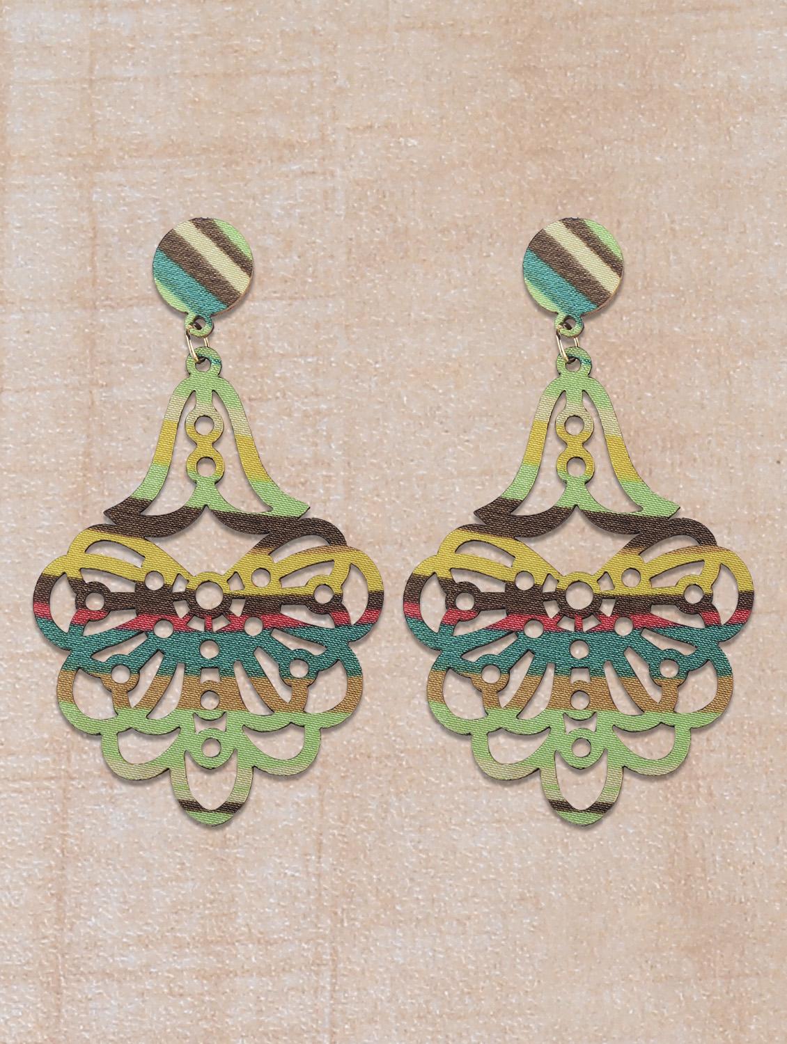 multi colored wood drop earring - 16800387 -  Zoom Image - 0