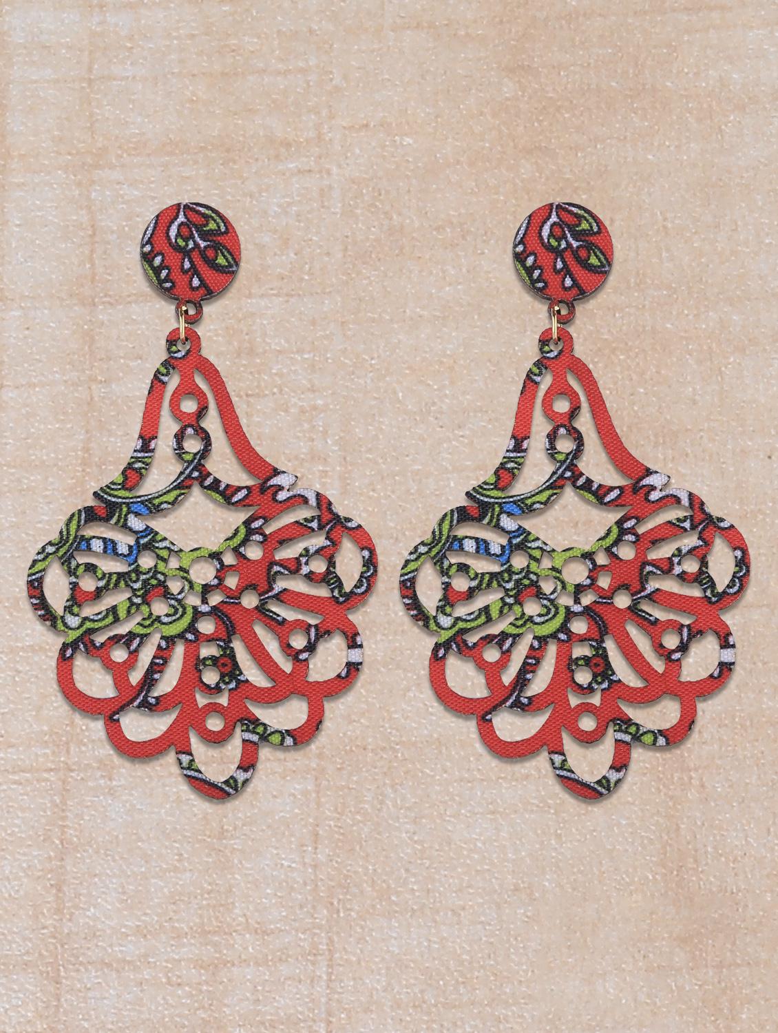 multi colored wood drop earring - 16800389 -  Zoom Image - 0