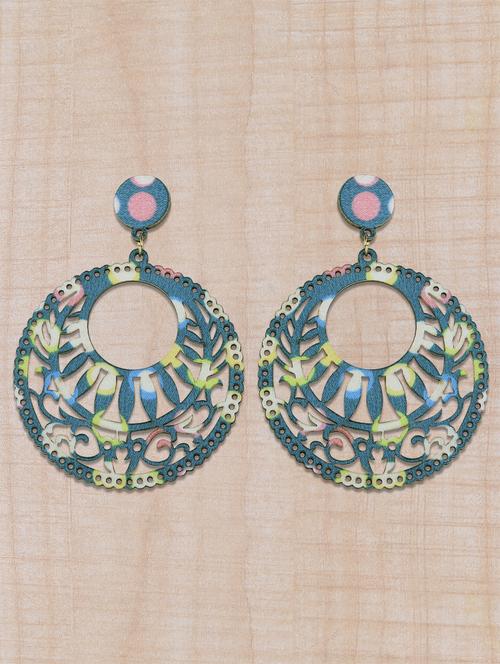 blue wood drop earring - 16800395 -  Standard Image - 0