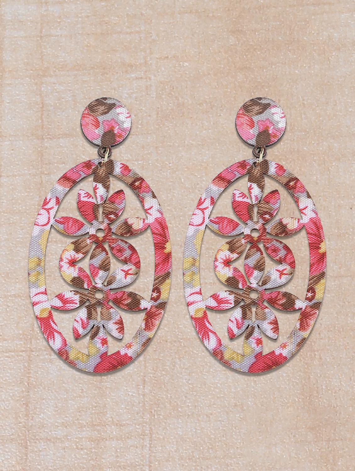 multi colored wood drop earring - 16800401 - Zoom Image - 0