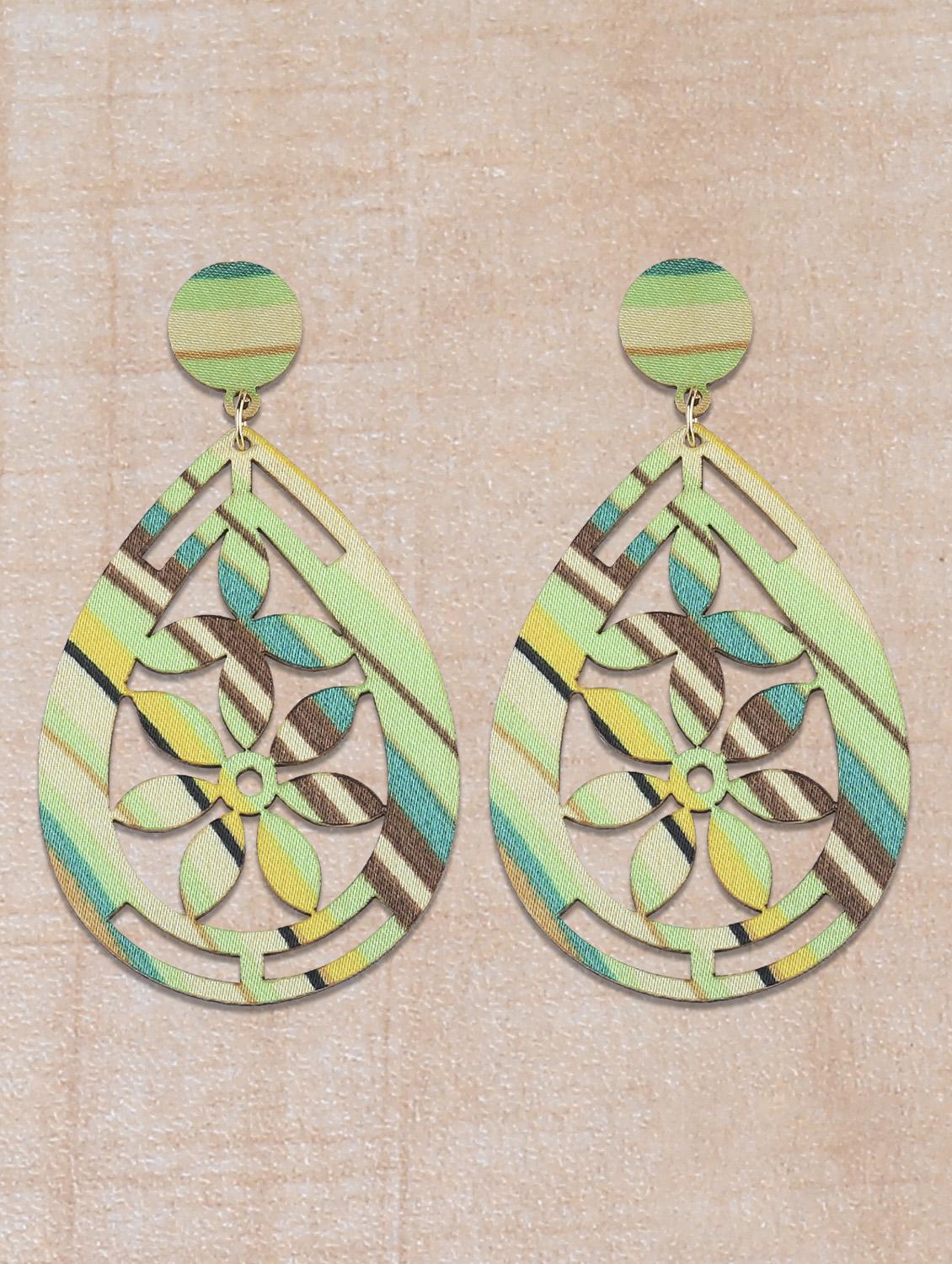 multi colored wood drop earring - 16800405 - Zoom Image - 0