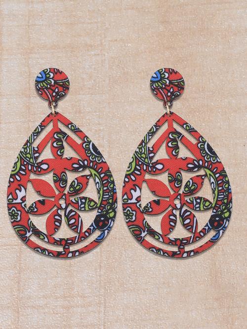 multi colored wood drop earring - 16800407 - Standard Image - 0