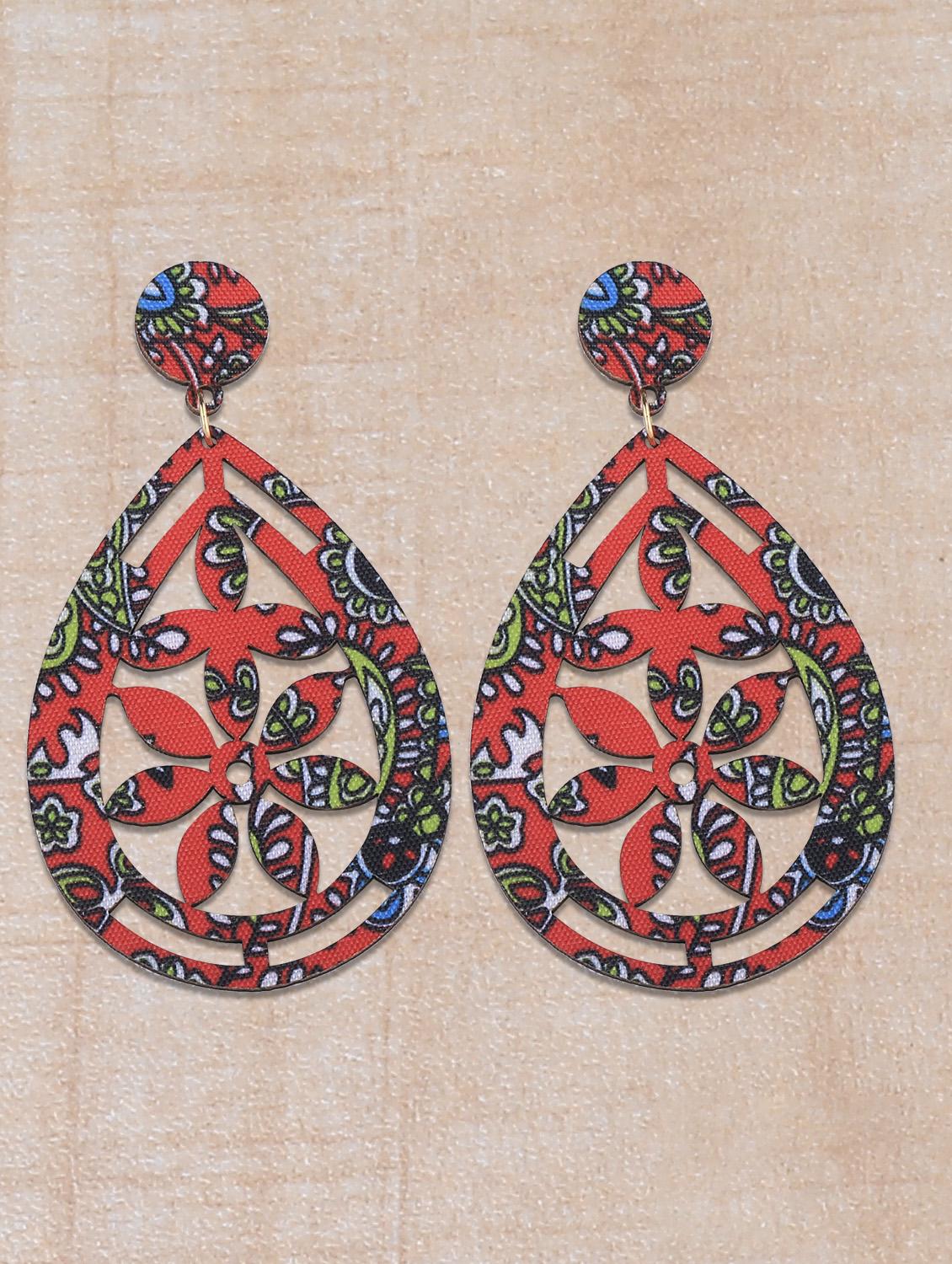 multi colored wood drop earring - 16800407 - Zoom Image - 0