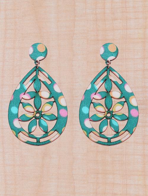 blue wood drop earring - 16800408 - Standard Image - 0