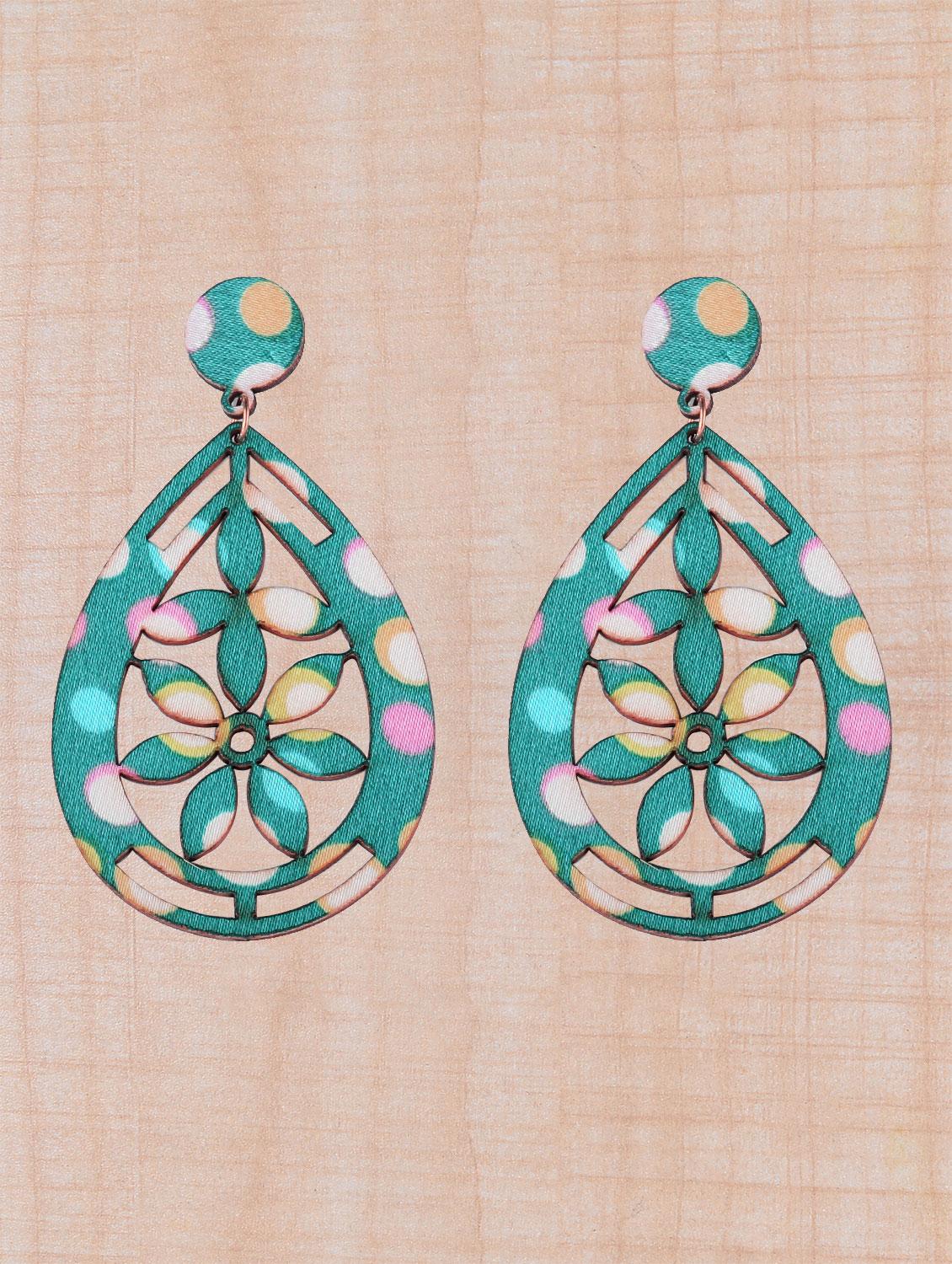 blue wood drop earring - 16800408 - Zoom Image - 0