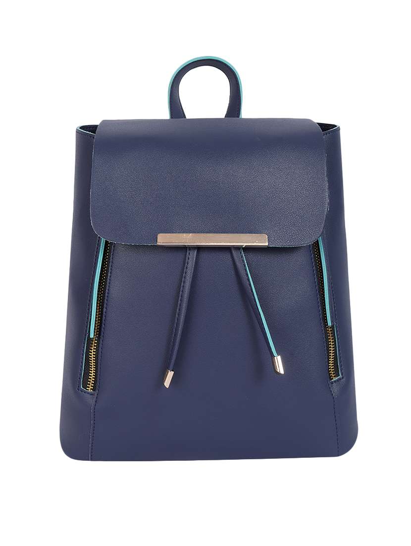 blue leatherette (pu) regular backpack