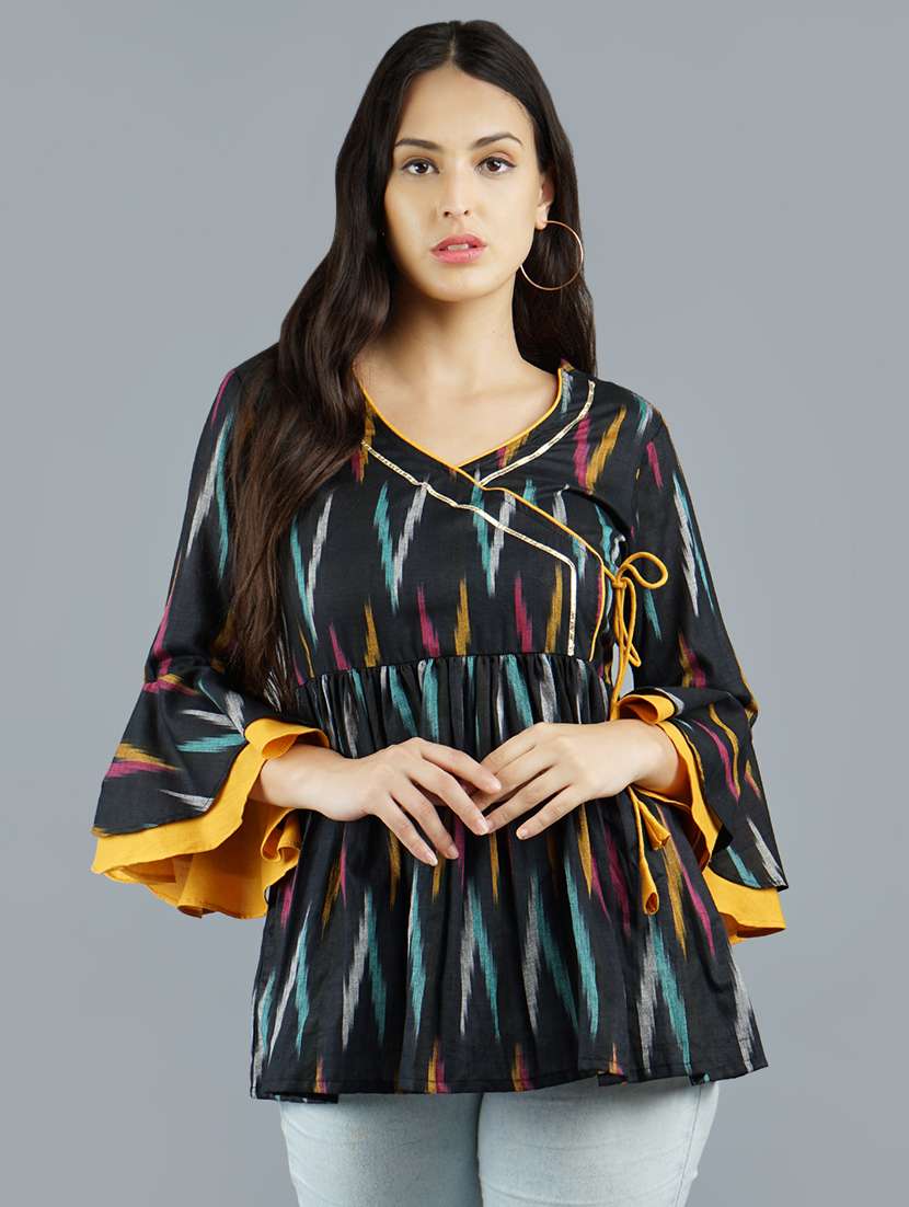 bell sleeved ikat top 