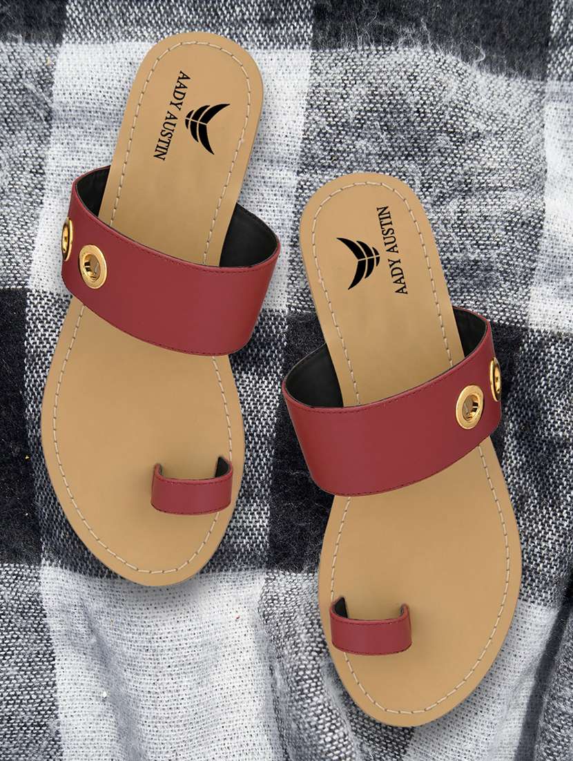 maroon one toe sandals