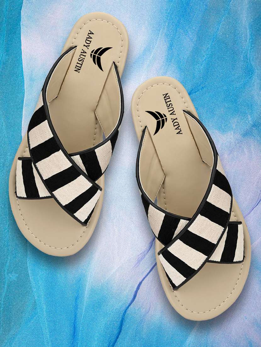 black slip on sandals