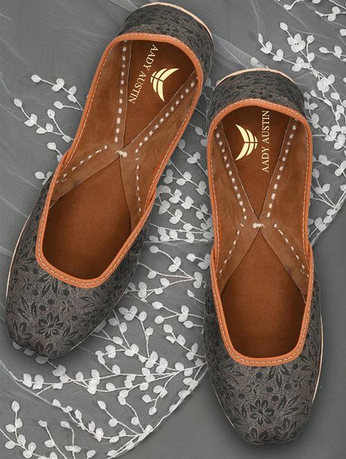 black fabric slip on jutis & mojaris - 16801601 -  Standard Image - 0
