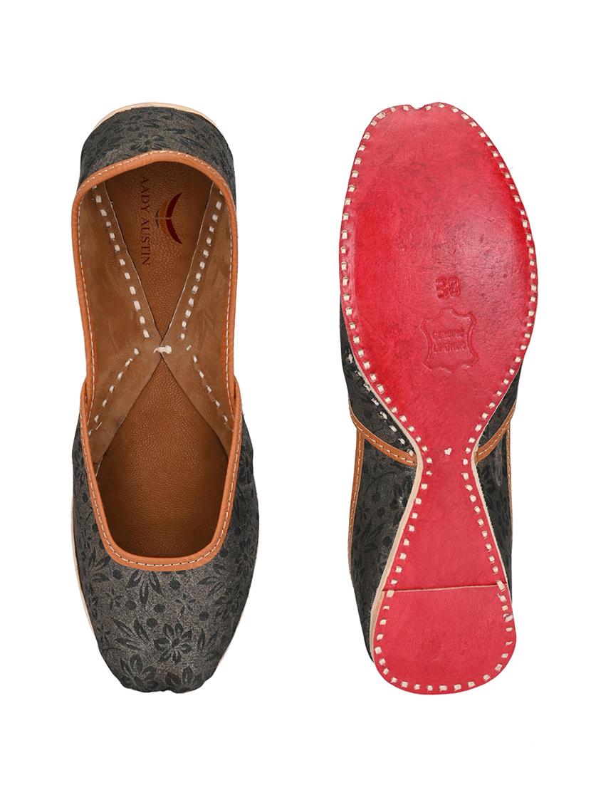 black fabric slip on jutis & mojaris - 16801601 - Standard Image - 5
