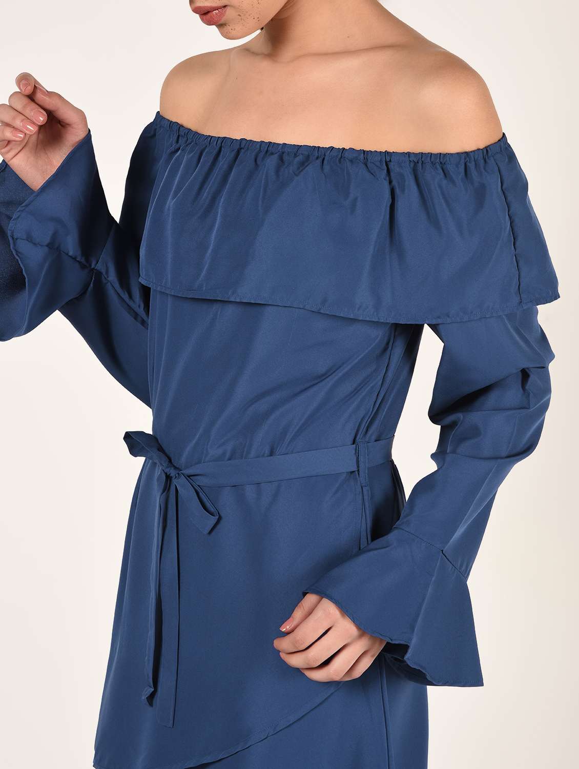 tie front off shoulder a-line dress  - 16802281 -  Standard Image - 3