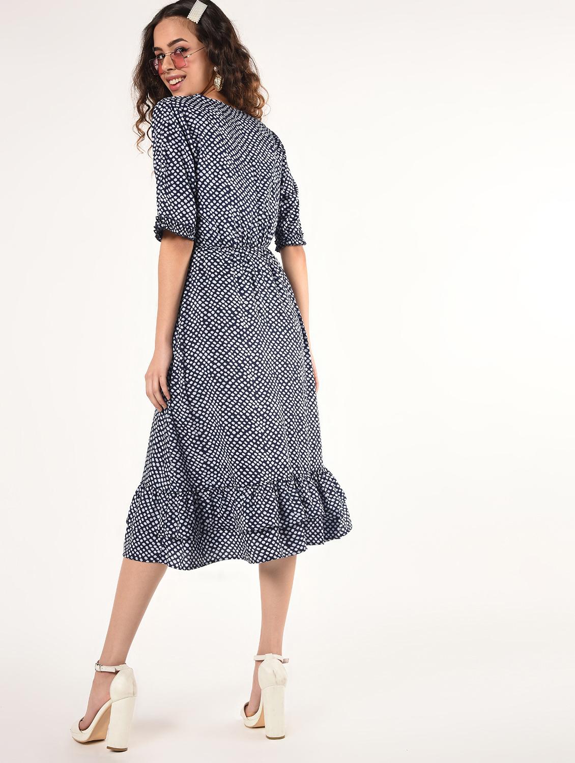 gathered hem polka dot fit & flare dress - 16802289 - Standard Image - 3