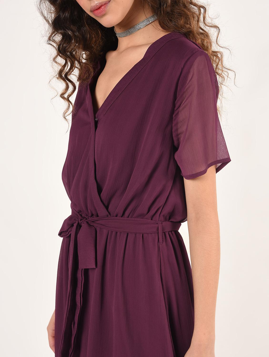 tie front sheer flared maxi dress - 16802303 - Standard Image - 3
