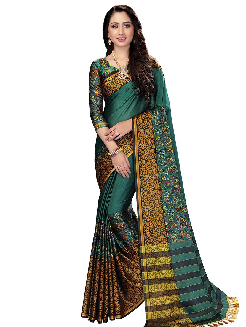 solid bordered saree with blouse - 16805214 - Zoom Image - 0