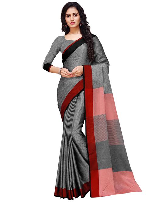 solid bordered saree  with blouse - 16805468 -  Standard Image - 0