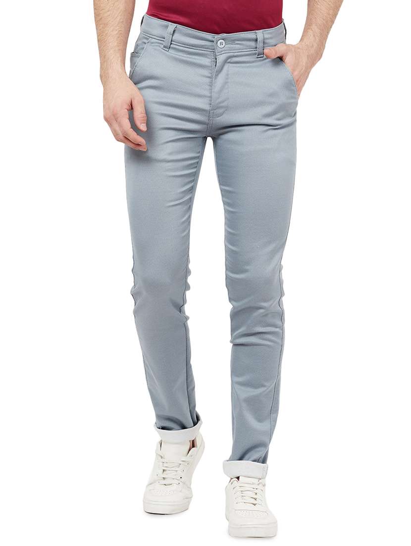 blue textured chinos