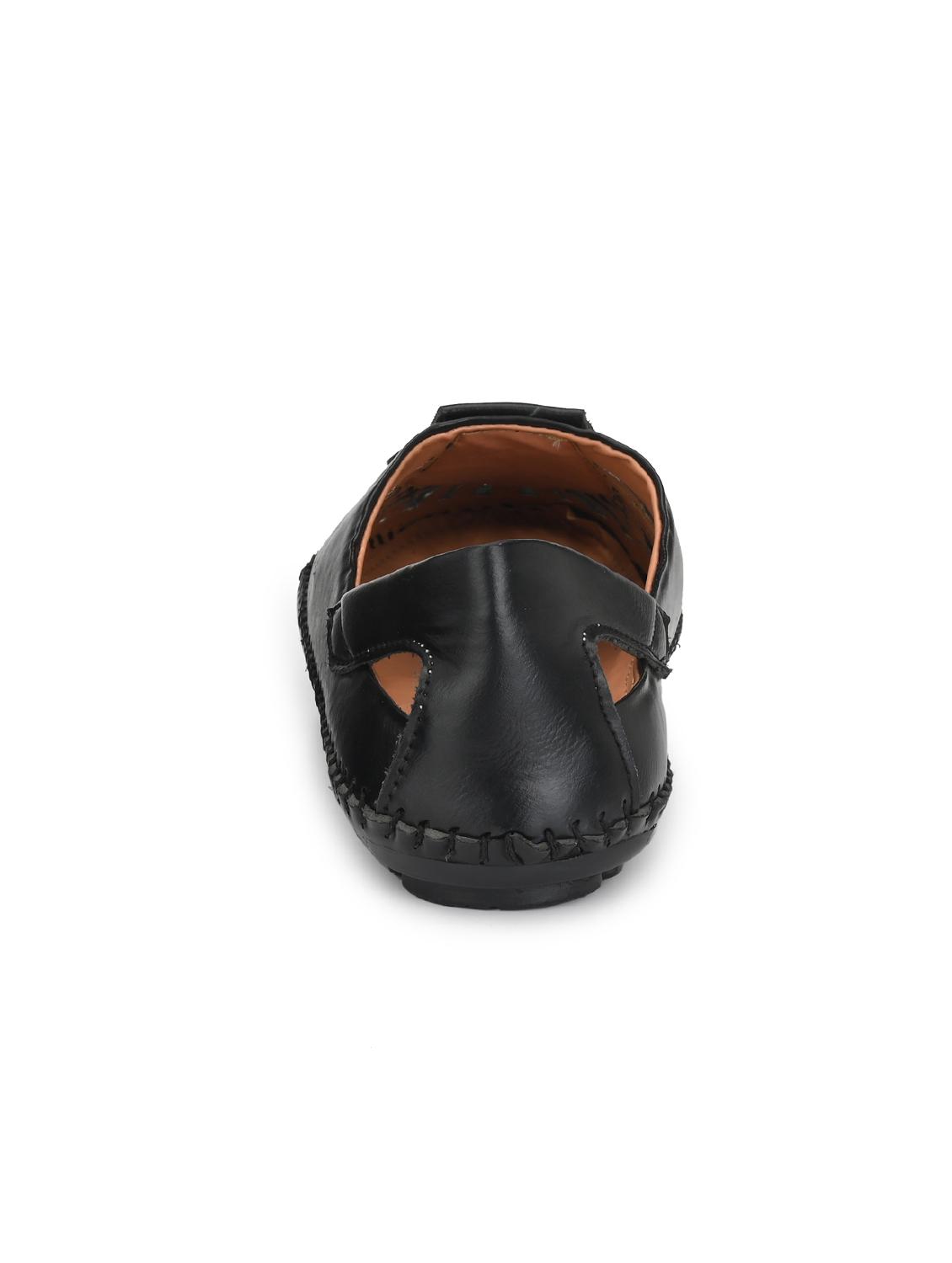 black leatherette slip on sandals - 16808285 - Standard Image - 3