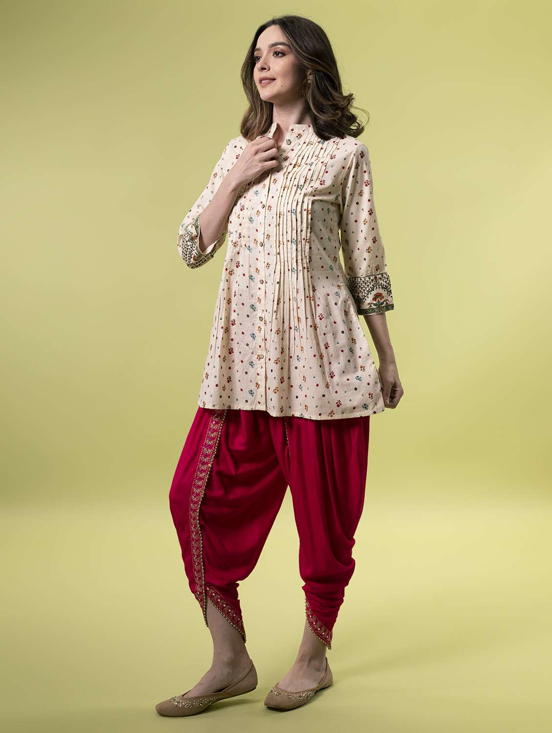 pink lace detailed dhoti salwar - 16808399 -  Standard Image - 3