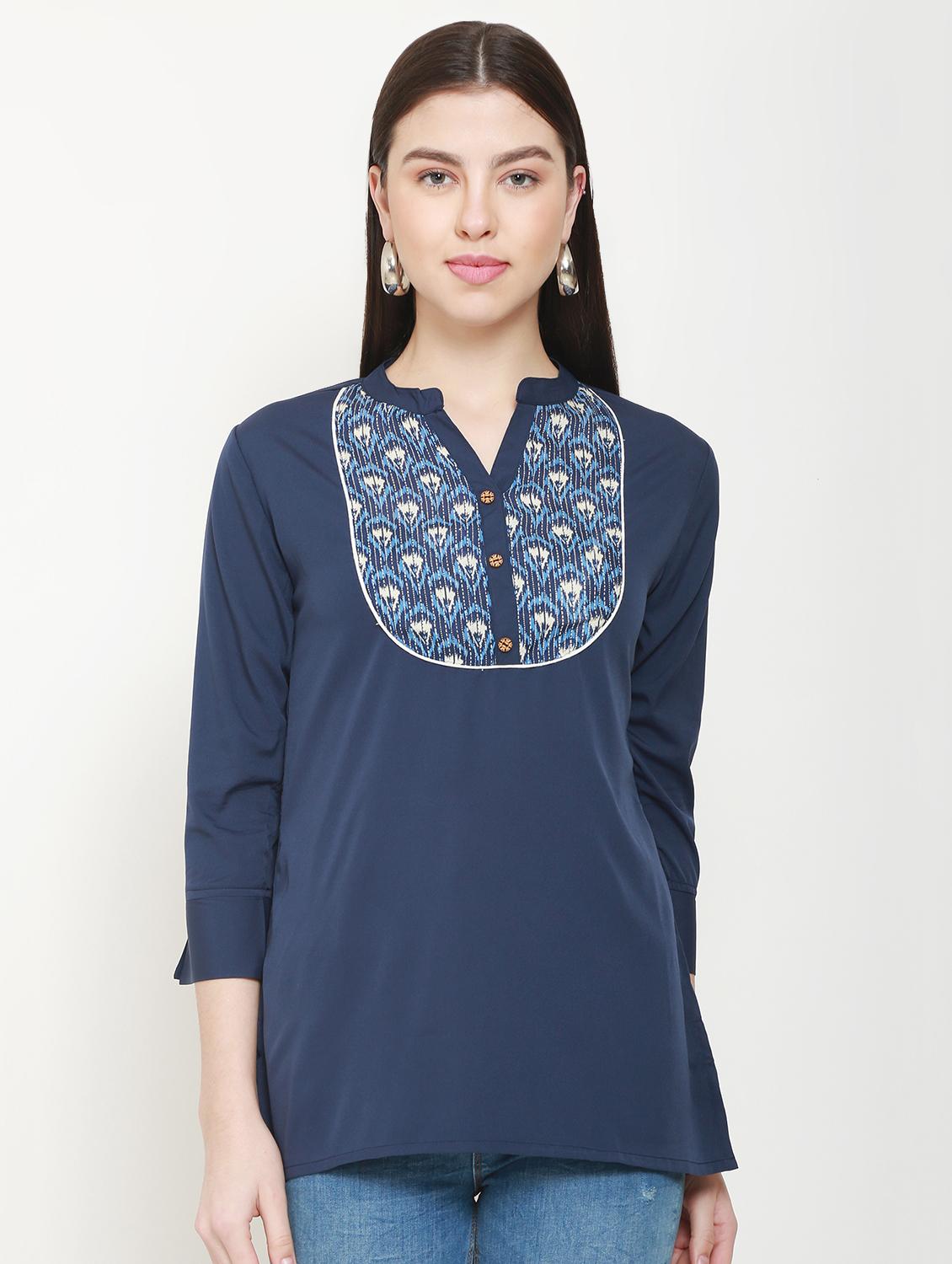 yoke embroidered straight kurta - 16808417 - Zoom Image - 0