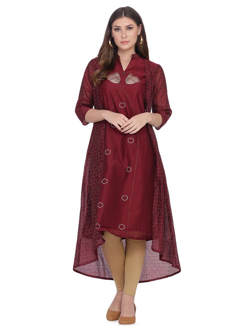 embroidered chanderi  kurta