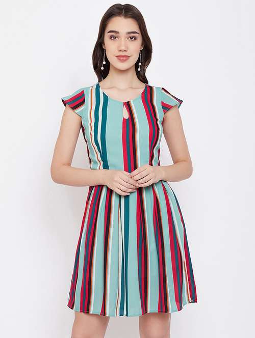 women's fit & flare striped dress - 16810006 -  Standard Image - 0