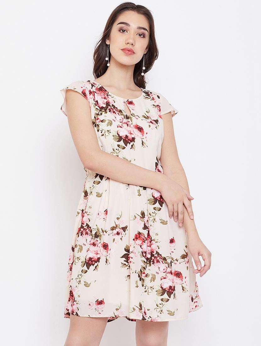 key hole neck floral skater dress - 16810007 -  Zoom Image - 0