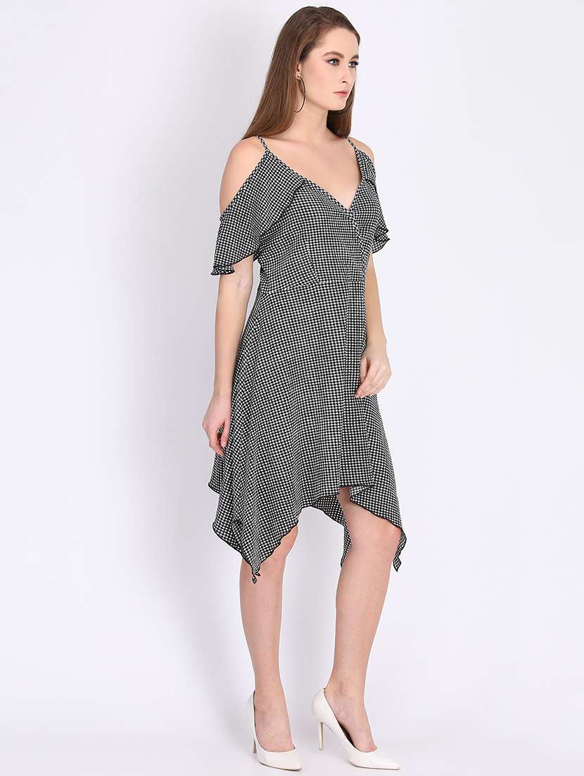 women's asymmetric checks dress - 16810028 -  Standard Image - 3