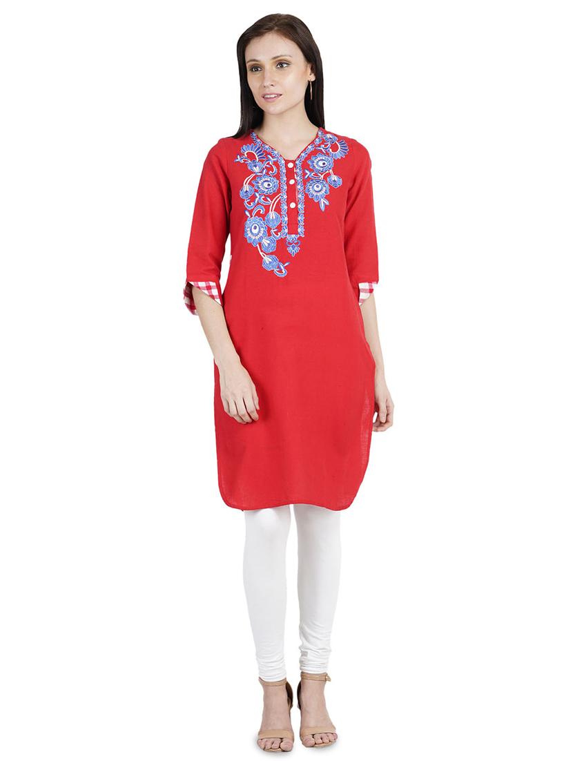 embroidered straight kurta - 16810427 -  Zoom Image - 0