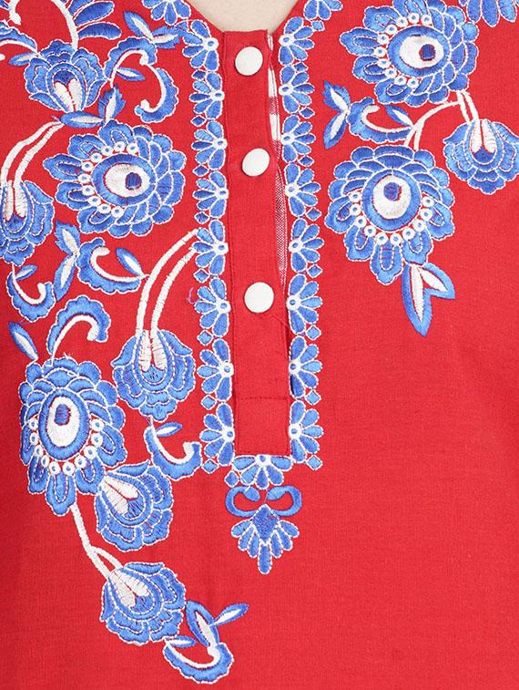 embroidered straight kurta - 16810427 - Standard Image - 3