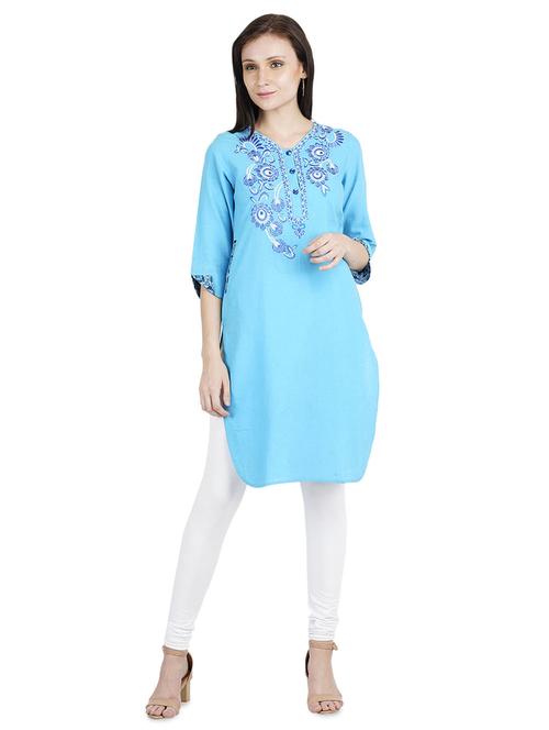 embroidered straight kurta - 16810428 -  Standard Image - 0