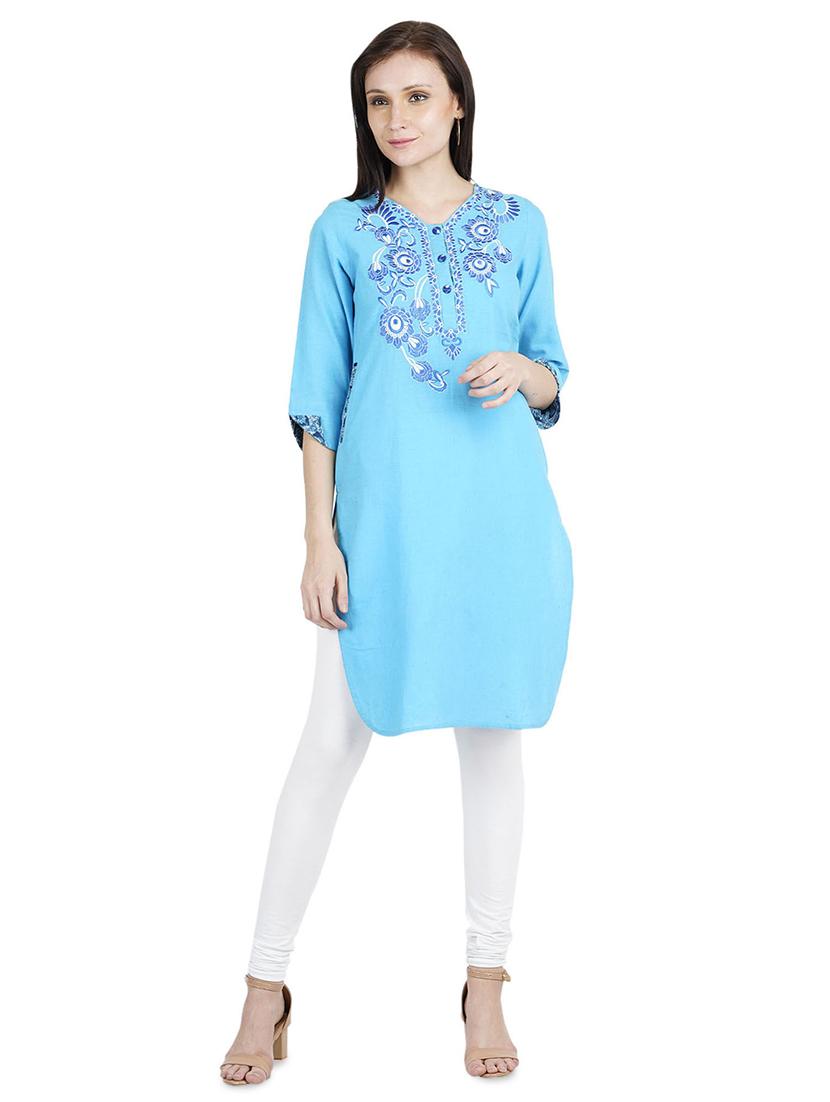 embroidered straight kurta - 16810428 -  Zoom Image - 0
