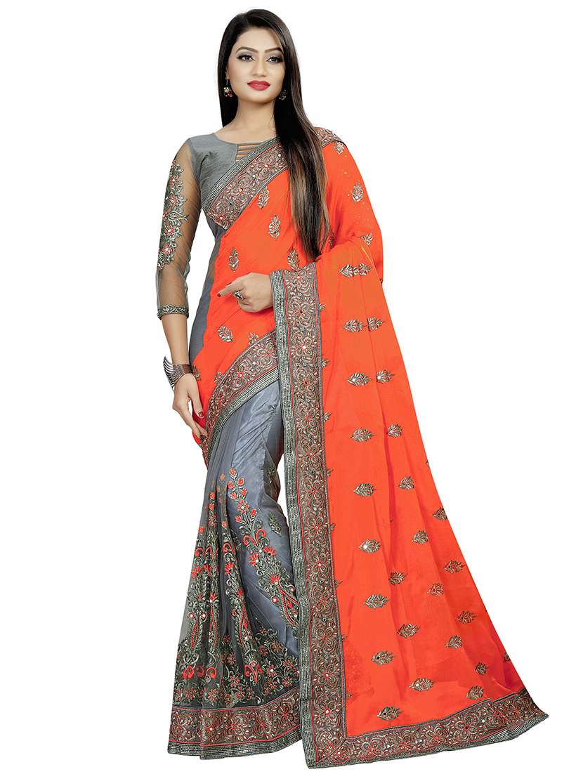 embroidered half & half saree  with blouse