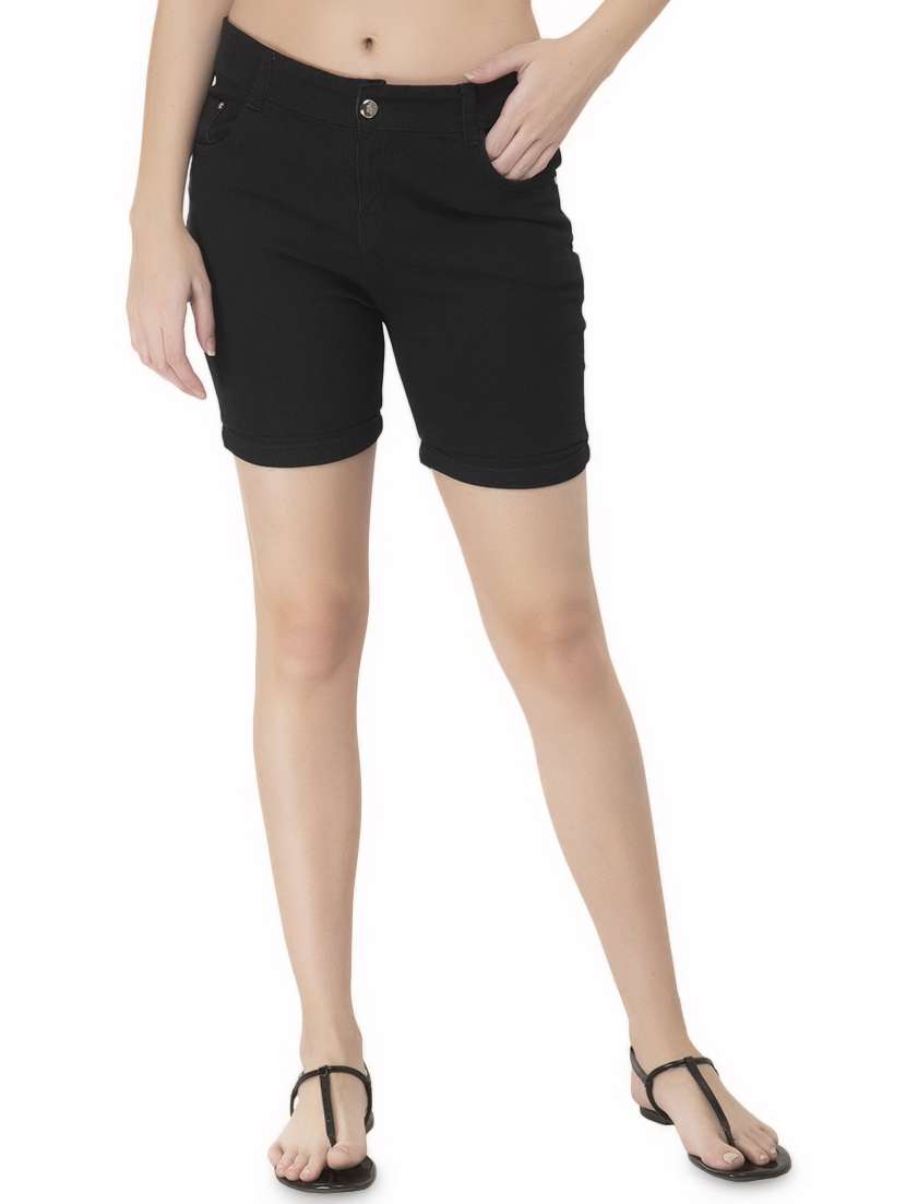 high rise denim shorts 