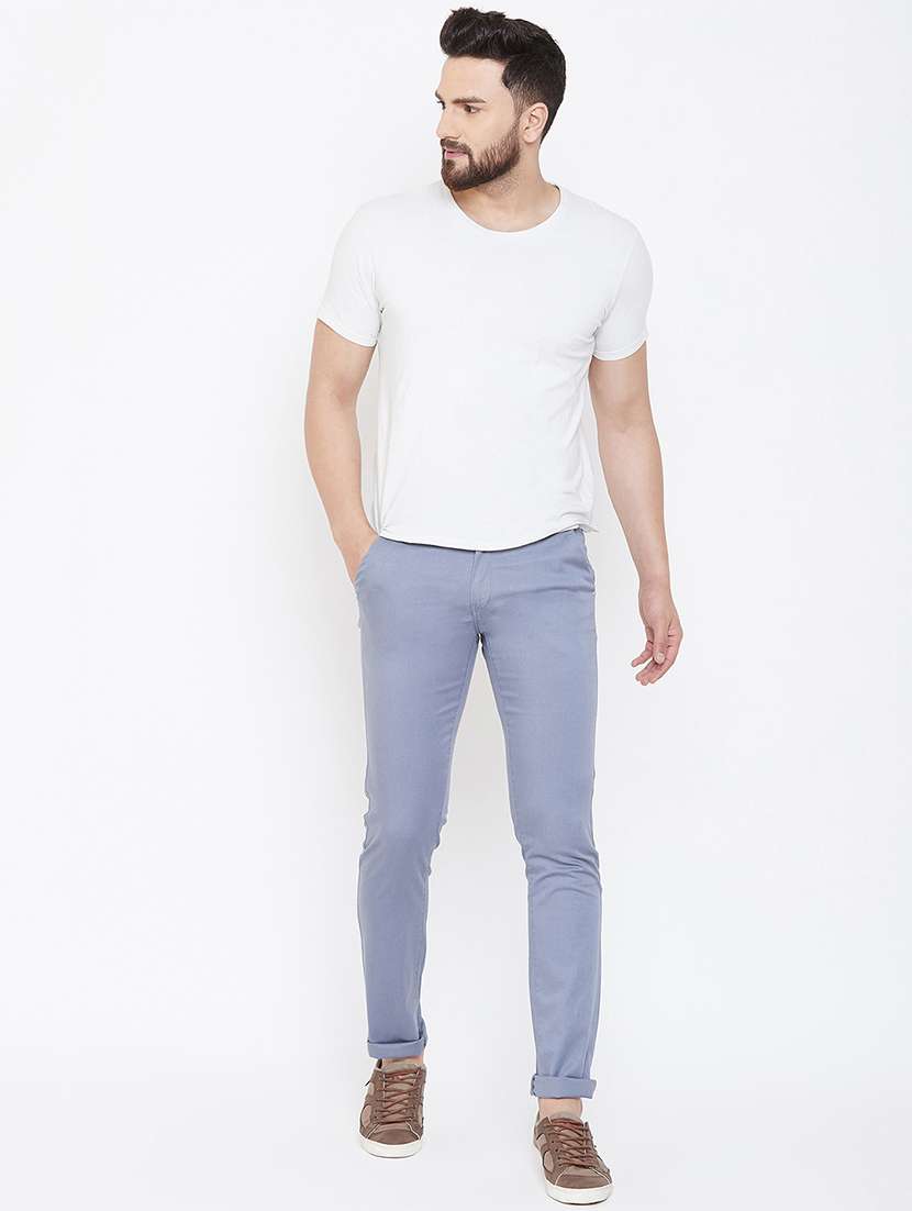 men mid rise solid chinos - 16812503 - Standard Image - 3
