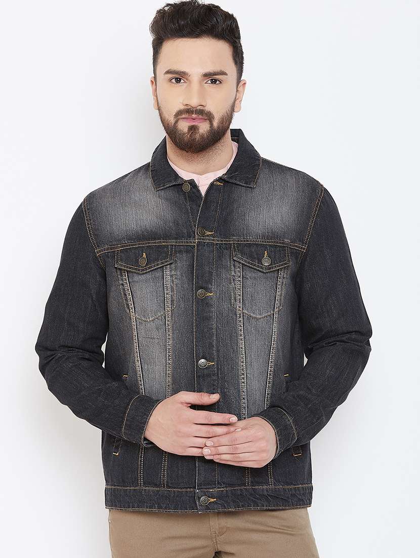 Black Washed Denim Jacket from Jackets 